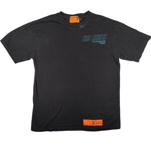 Bad Habit Graphic Streetwear T-Shirt Small Mens Black Cotton Orange Tag